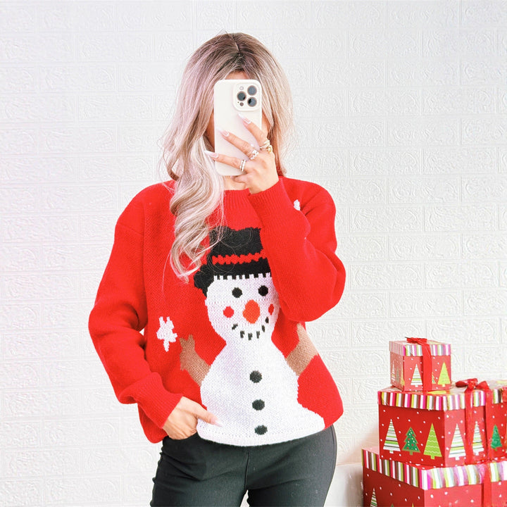 Kristin | Stylischer Weihnachtspullover mit Schneemann Motiv