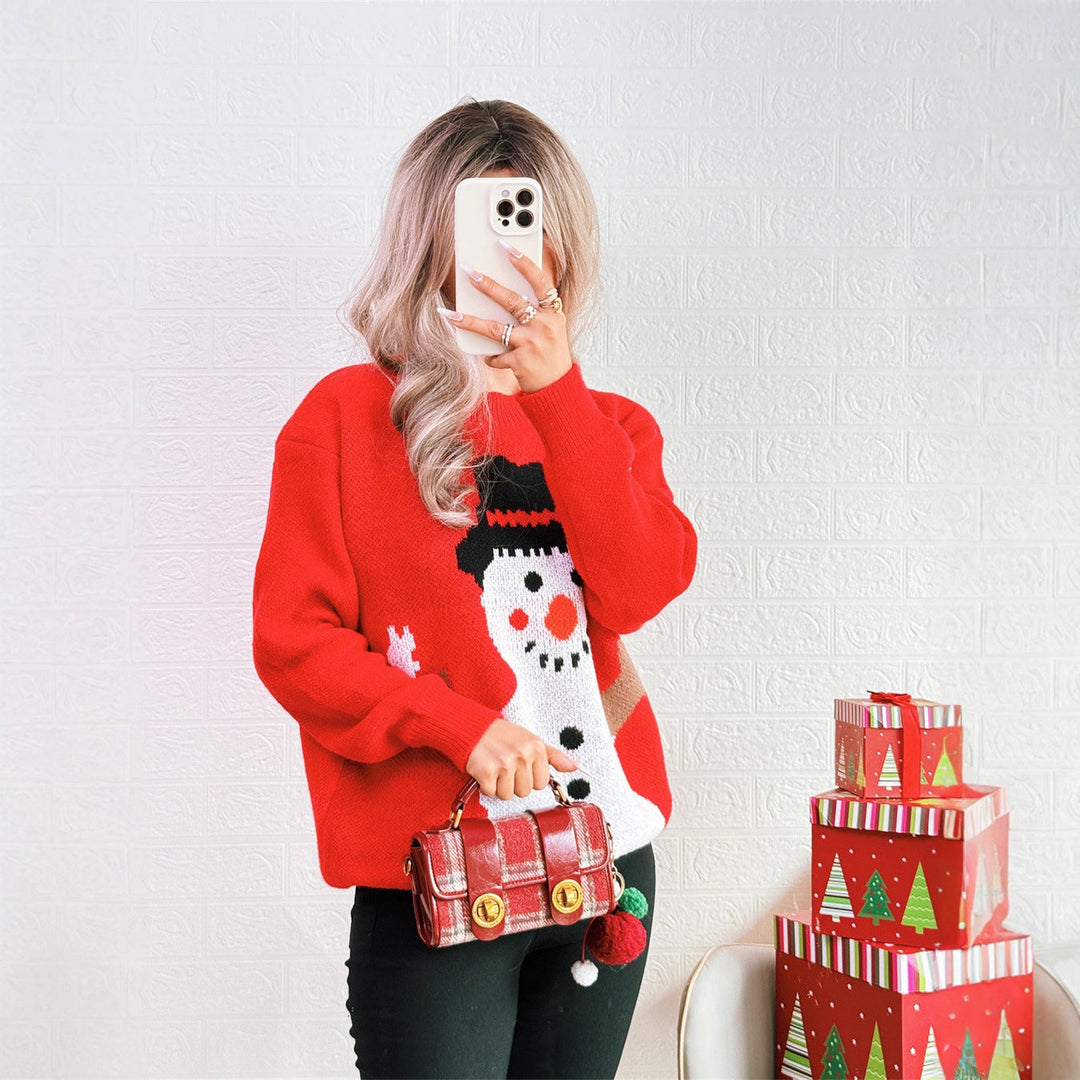 Kristin | Stylischer Weihnachtspullover mit Schneemann Motiv