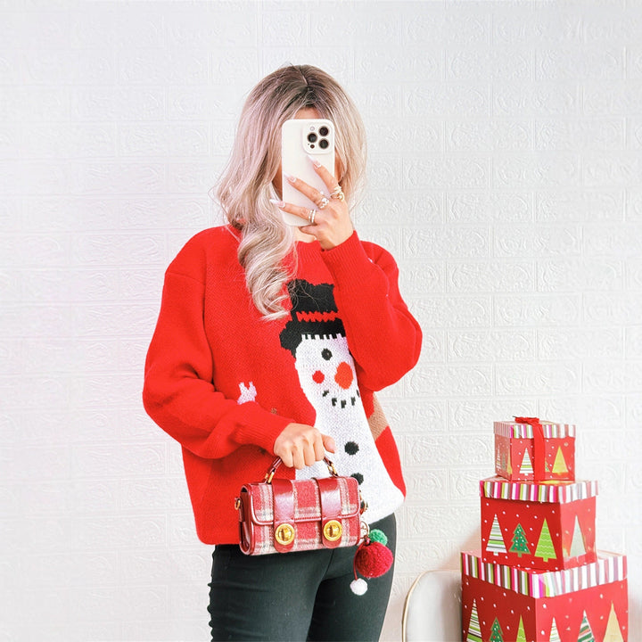 Kristin | Stylischer Weihnachtspullover mit Schneemann Motiv