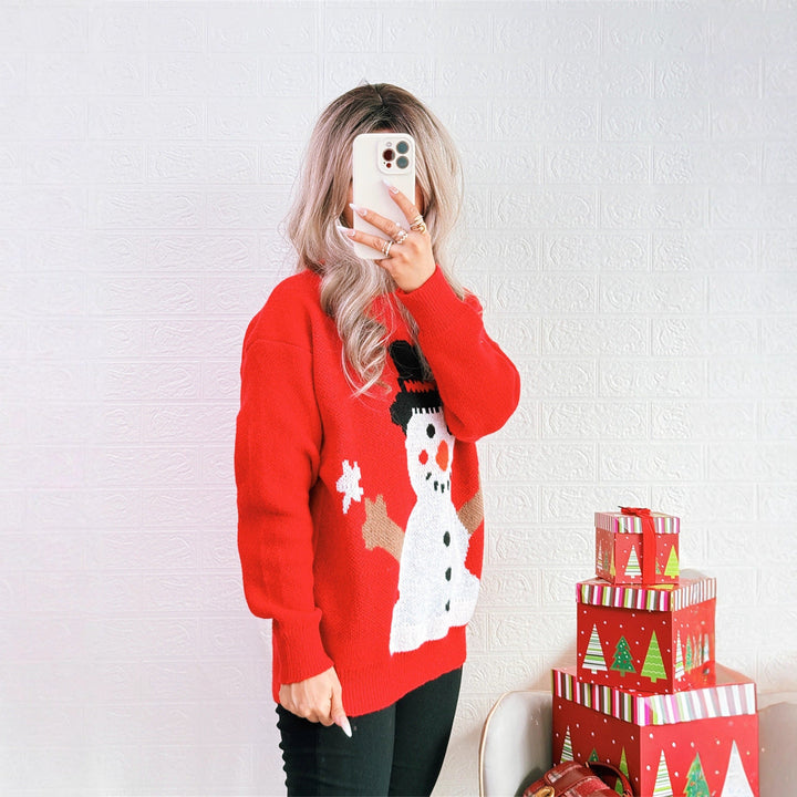 Kristin | Stylischer Weihnachtspullover mit Schneemann Motiv