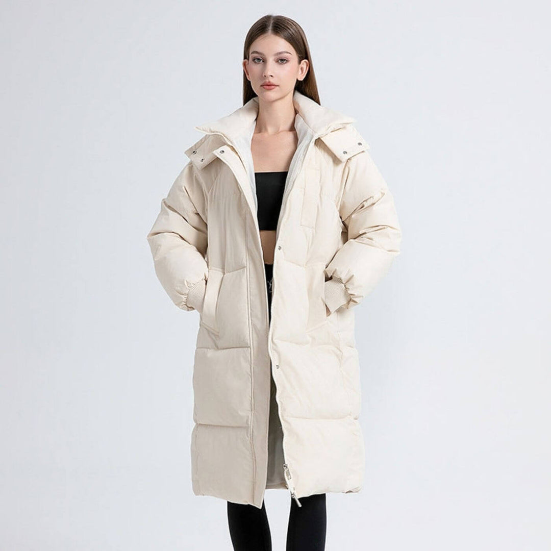 Lana™ - Lange Kapuzen-Pufferjacke