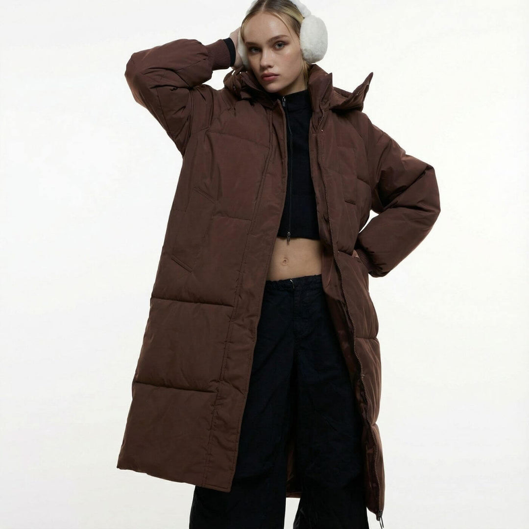 Lana™ - Lange Kapuzen-Pufferjacke