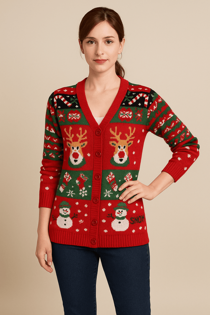 Leya | Stilvolle und farbenfrohe Strickjacke mit V Ausschnitt
