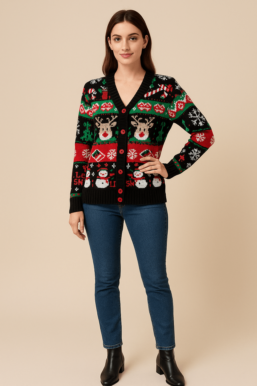 Leya | Stilvolle und farbenfrohe Strickjacke mit V Ausschnitt