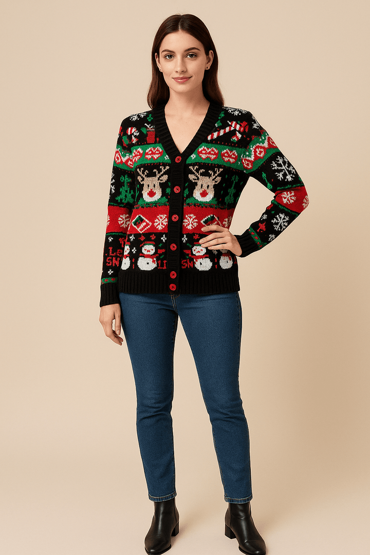 Leya | Stilvolle und farbenfrohe Strickjacke mit V Ausschnitt
