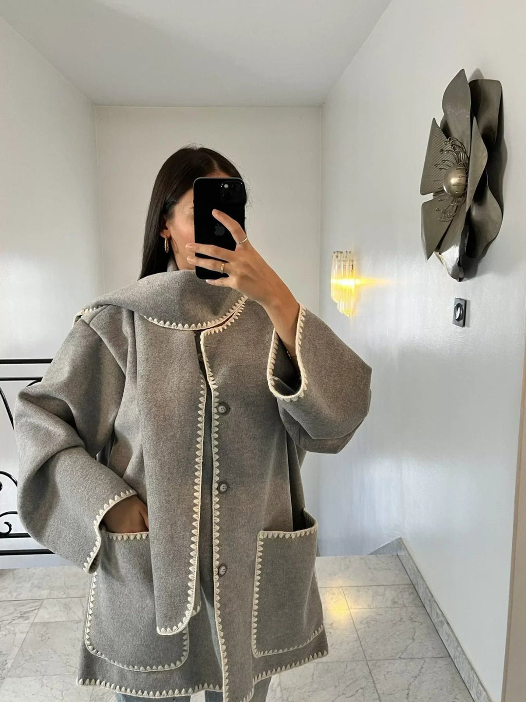 Lia | Eleganter langer Wintermantel aus Wolle