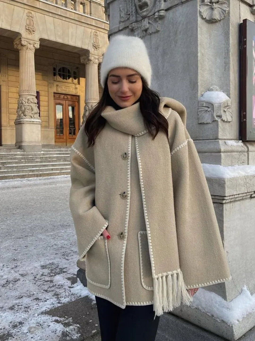 Lia | Eleganter langer Wintermantel aus Wolle