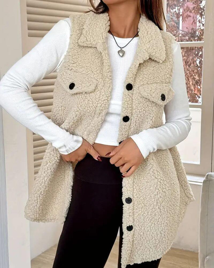 Lina™ - Gemütlicher Ärmelloser Teddy-Langmantel