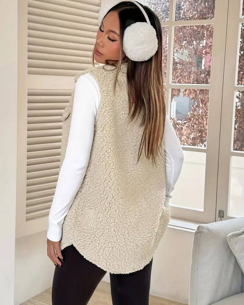 Lina™ - Gemütlicher Ärmelloser Teddy-Langmantel