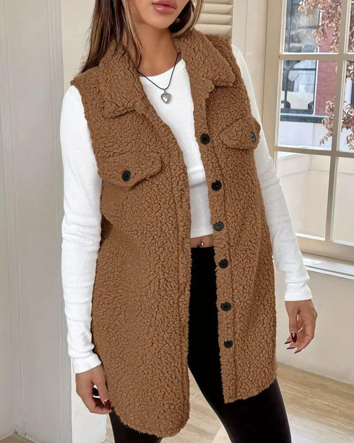 Lina™ - Gemütlicher Ärmelloser Teddy-Langmantel