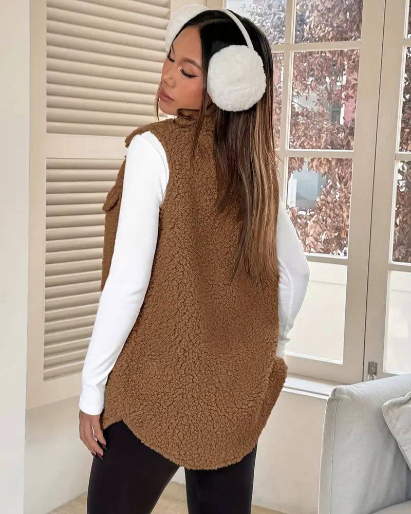 Lina™ - Gemütlicher Ärmelloser Teddy-Langmantel