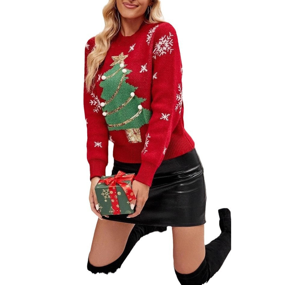 Maria | Trendiger Pullover mit Weihnachtsbaum Design