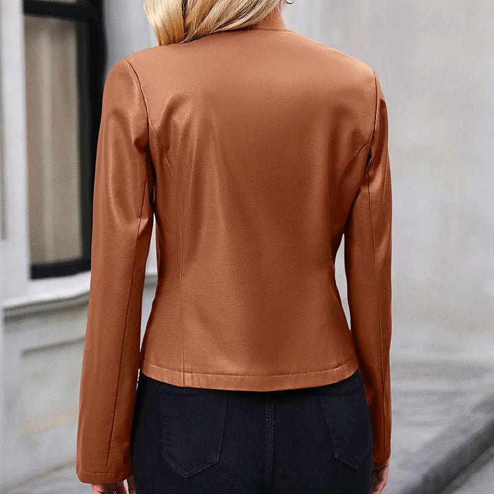 Sandra | Modische Bikerjacke mit Rundhalsausschnitt