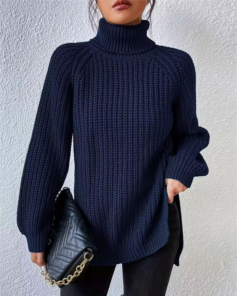 Nele™ – Bequemer Strickpullover mit Hohem Kragen