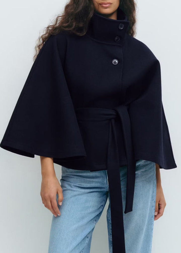 Damen Wickeljacke mit elegantem Stehkragen und weit geschnittenen Ärmeln Heidi-Mode