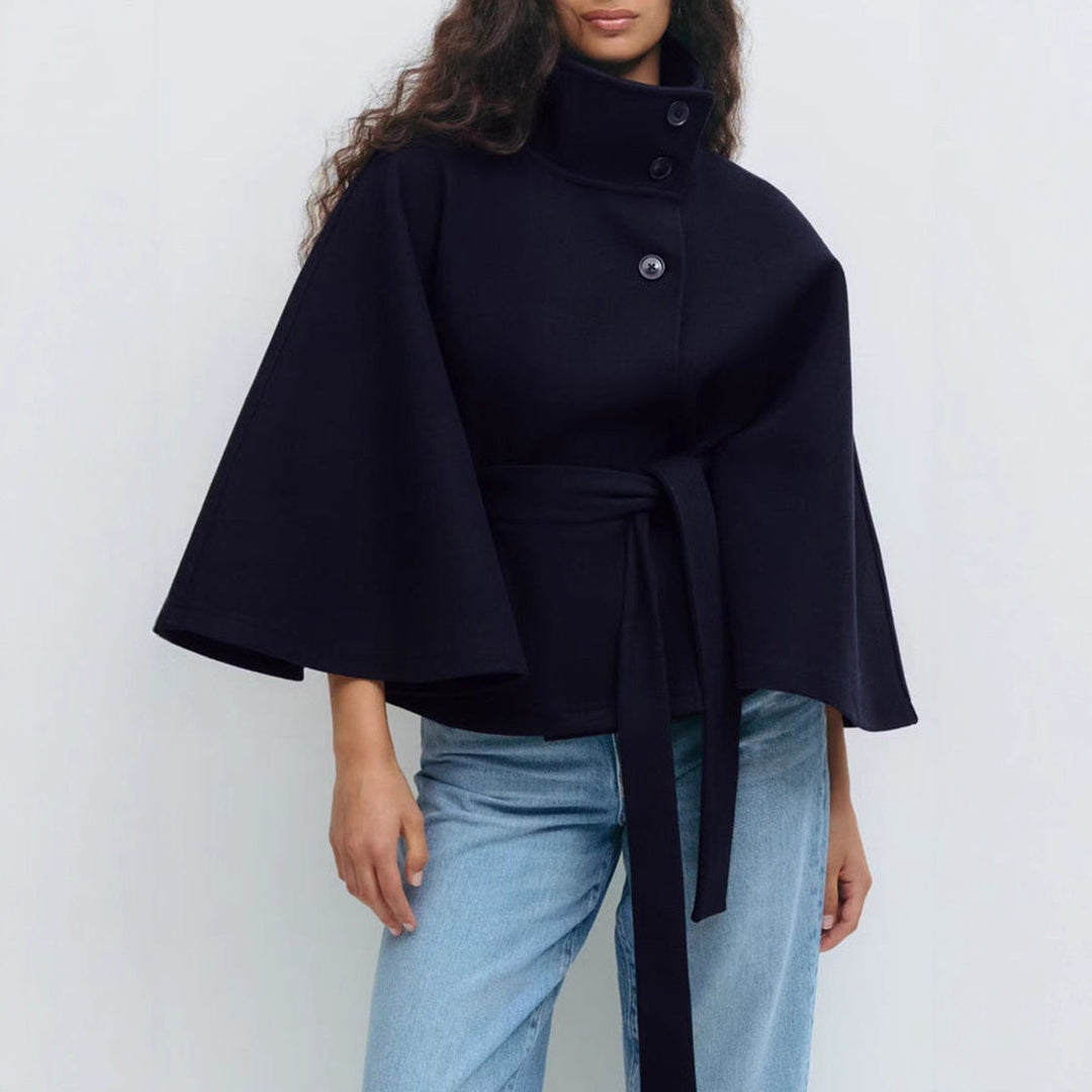 Damen Wickeljacke mit elegantem Stehkragen und weit geschnittenen Ärmeln Heidi-Mode