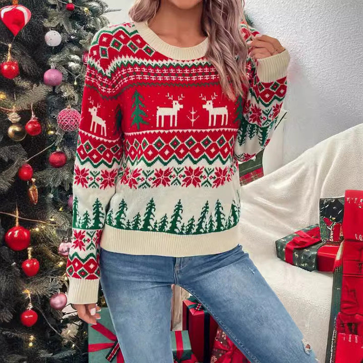 Sabrina | Stylischer Weihnachtspullover mit Rundhalsausschnitt