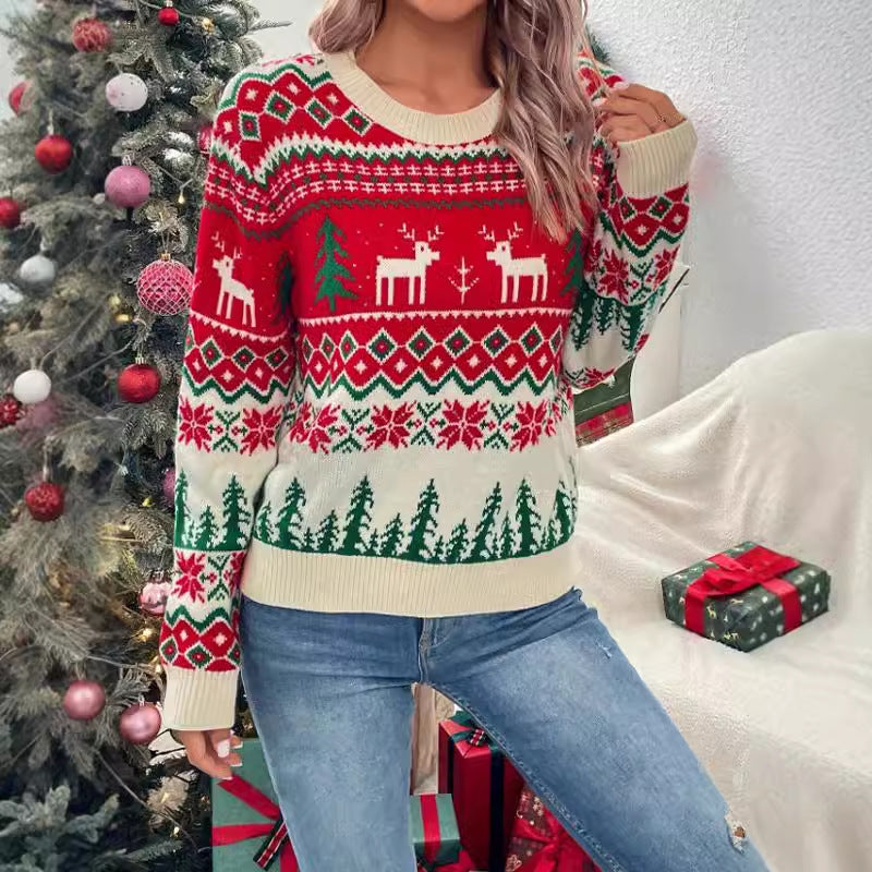 Sabrina | Stylischer Weihnachtspullover mit Rundhalsausschnitt