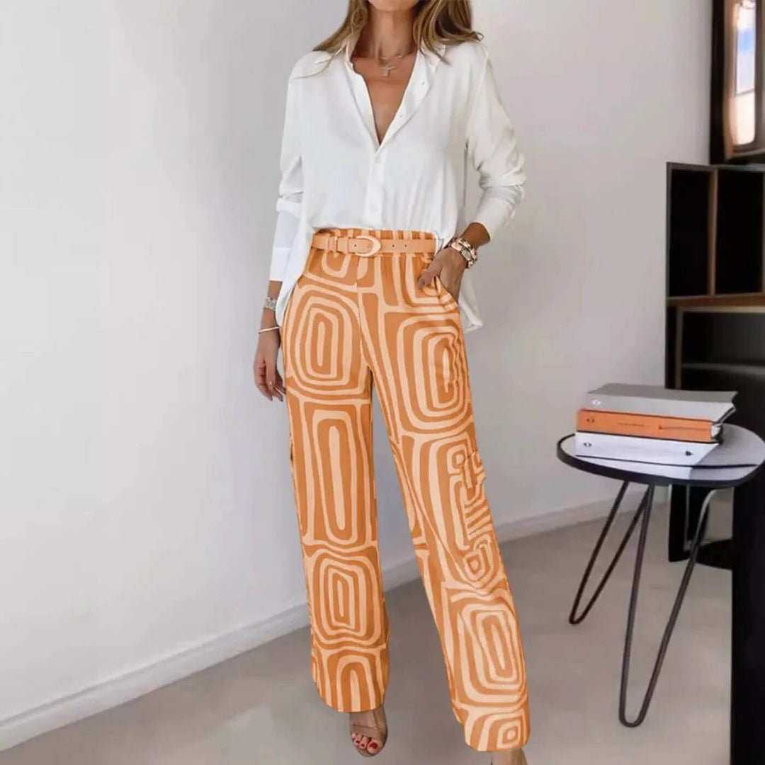 Sara™ – Stilvolles Blusen- und Hosen-Set mit Gürtel