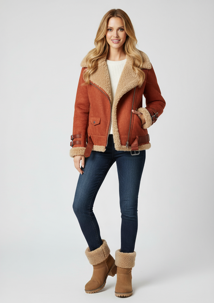 Sarah | Stylische Winterjacke aus Kunstleder