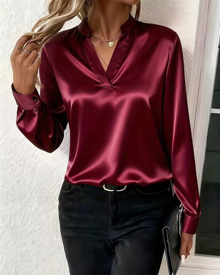 Victoria™ – Elegantes langärmliges V-Ausschnitt-Top