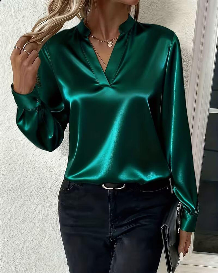 Victoria™ – Elegantes langärmliges V-Ausschnitt-Top