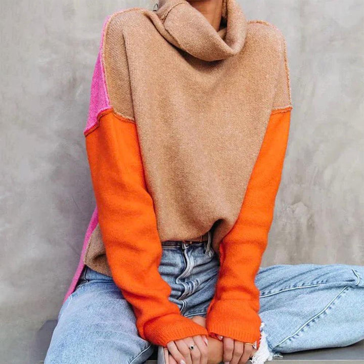 Doreen | Warmer pullover aus Baumwolle mit Farbblock Design