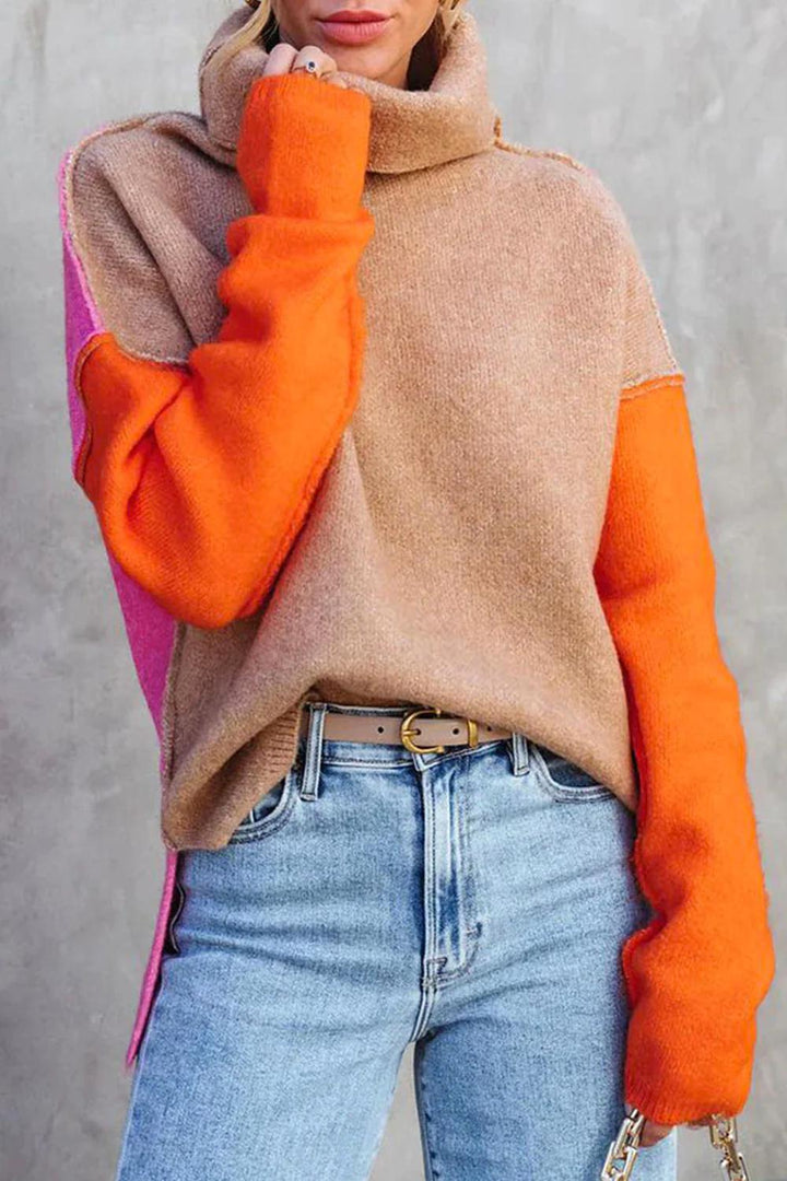 Doreen | Warmer pullover aus Baumwolle mit Farbblock Design