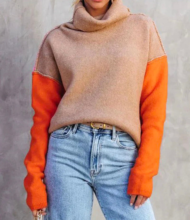 Doreen | Warmer pullover aus Baumwolle mit Farbblock Design