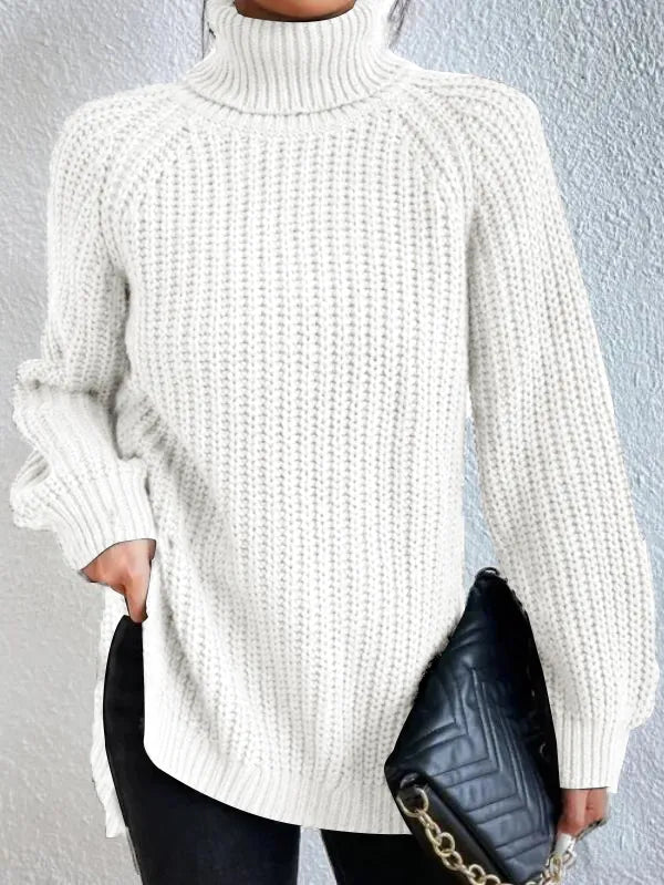 Heidi-rollkragenpullover Mit Raglanärmel Und Geteiltem Saum