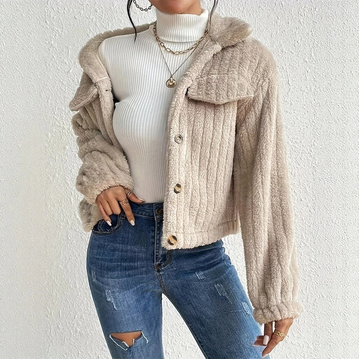 Monika | Eleganter Teddy Mantel Kurz mit Taschen Warm coat