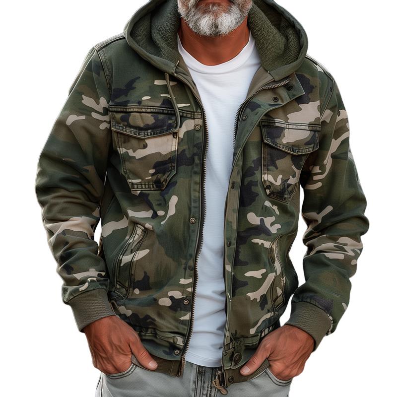 Emiliano | Tarnfarbene Cargo-Jacke mit Kapuze