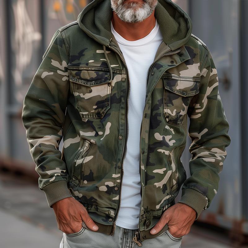 Emiliano | Tarnfarbene Cargo-Jacke mit Kapuze
